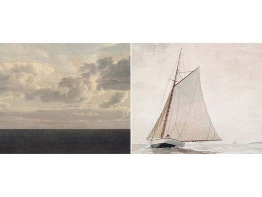 Poster Vintage Galerie Wand Kunst Segelschiff und Horizont als Deko Print ohne Rahmen