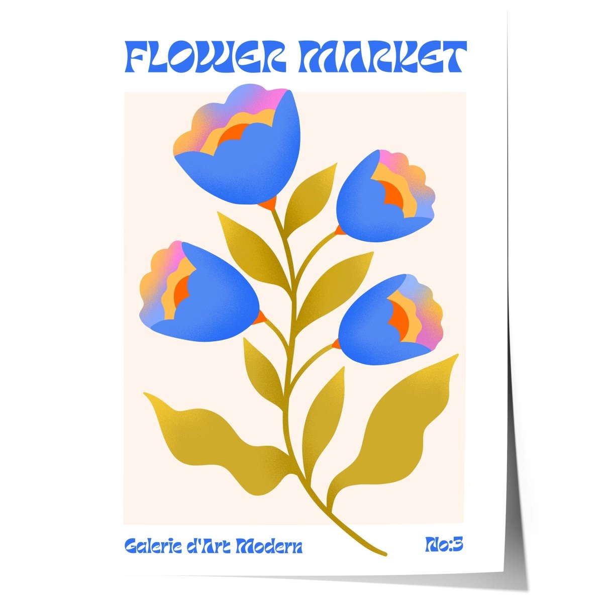 Blumen Retro · Geschenkidee · Flower Market · Mid Century Moderne Illustration · Dekoprint ohne Rahmen