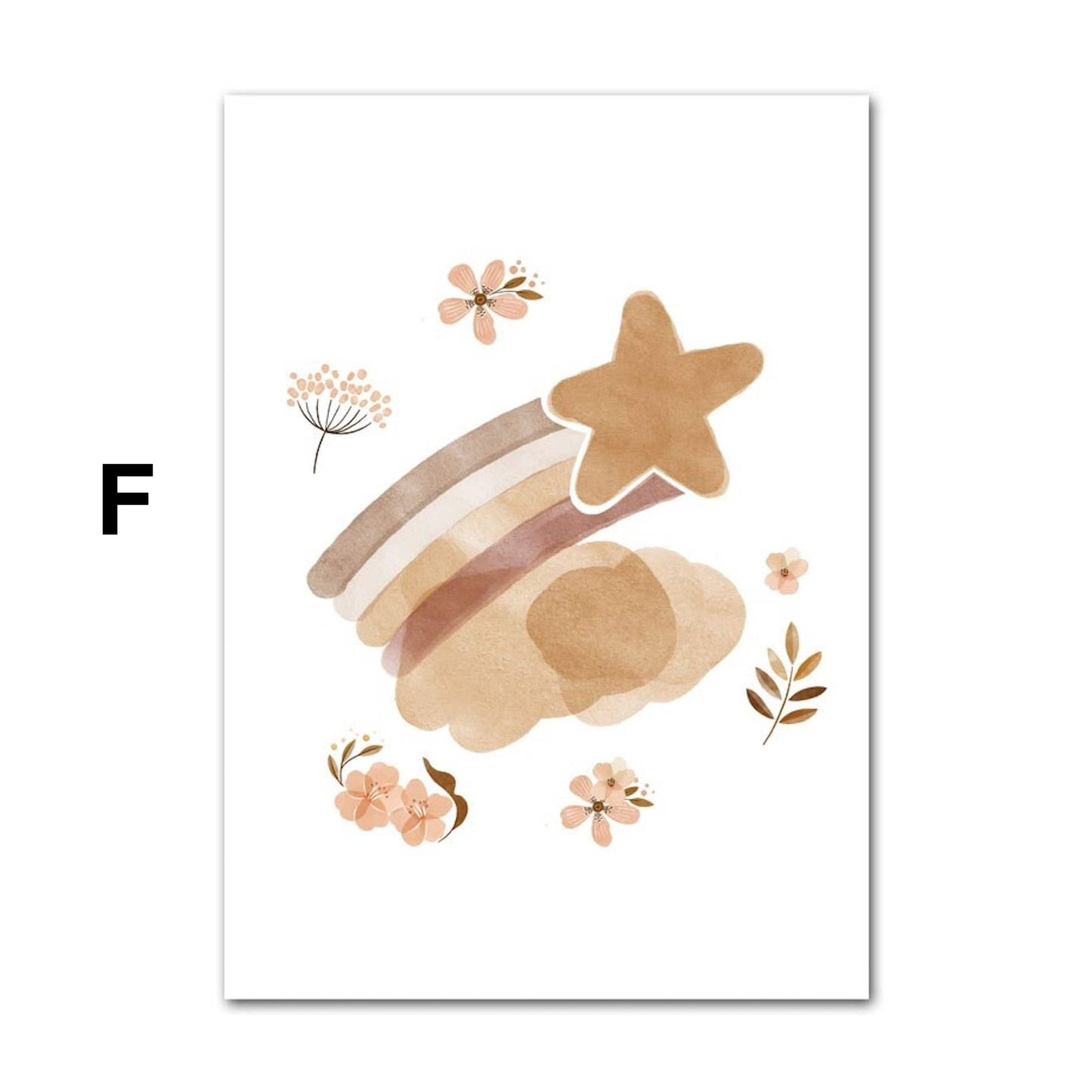 Poster Kinder Tiere Regenbogen Sternschnuppe Eichhörnchen Fuchs Igel Bär und Hase   als Deko Print ohne Rahmen