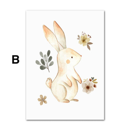 Poster Kinder Tiere Regenbogen Sternschnuppe Eichhörnchen Fuchs Igel Bär und Hase   als Deko Print ohne Rahmen