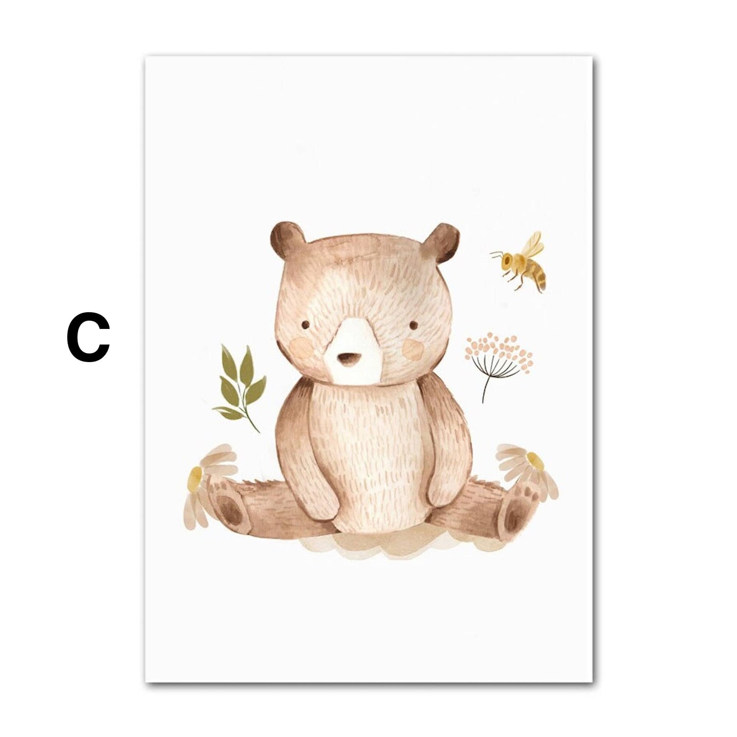 Poster Kinder Tiere Regenbogen Sternschnuppe Eichhörnchen Fuchs Igel Bär und Hase   als Deko Print ohne Rahmen