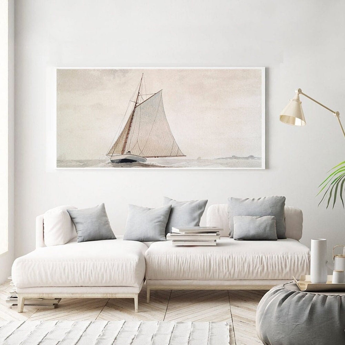 Poster Vintage Galerie Wand Kunst Segelschiff und Horizont als Deko Print ohne Rahmen