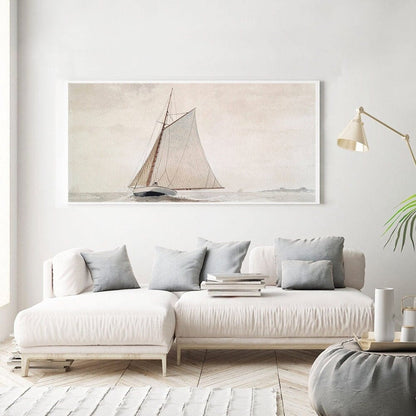 Poster Vintage Galerie Wand Kunst Segelschiff und Horizont als Deko Print ohne Rahmen