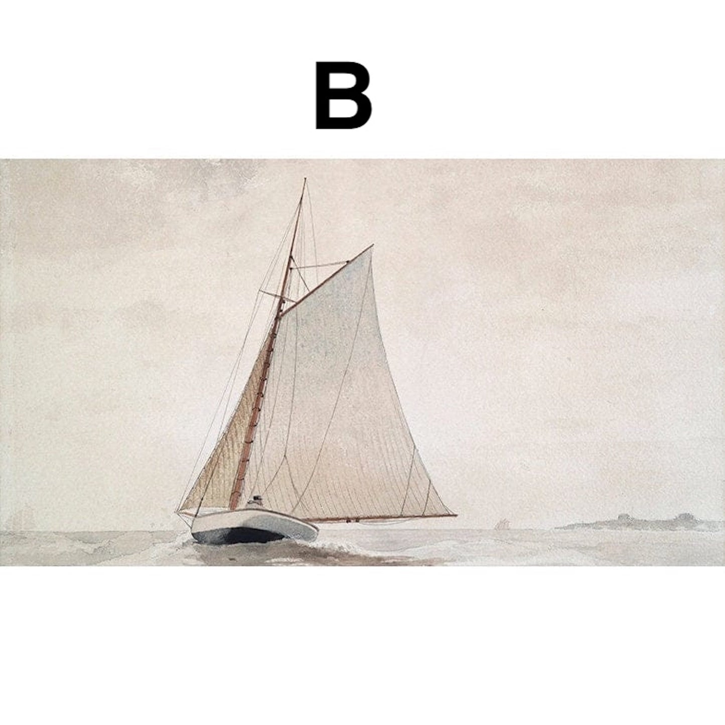 Poster Vintage Galerie Wand Kunst Segelschiff und Horizont als Deko Print ohne Rahmen