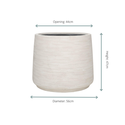 Pflanztopf Jumbo Patt Ivory Washed – D56xH47cm – Moderner Design – Blumentopf in Elfenbeinoptik – Wetterfester Pflanzkübel für Innen & Außen